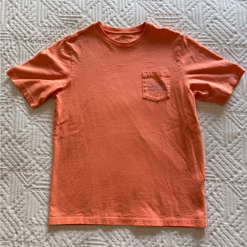 Vineyard Vines Kids Pocket T-Shirt in Coral Orange